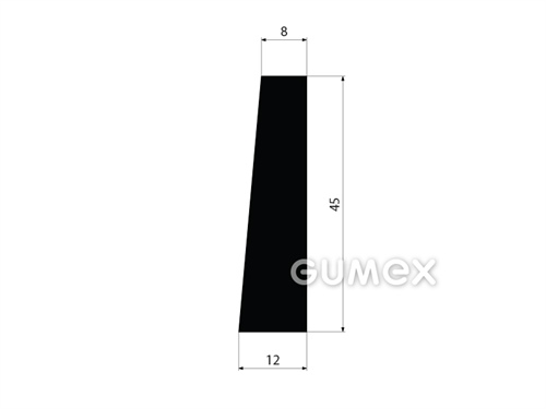 "Trapezförmiges" Gummiprofil, 45x12/8mm, 70°ShA, EPDM, -40°C/+100°C, schwarz, 